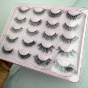 10 in one pink fluffy lashes