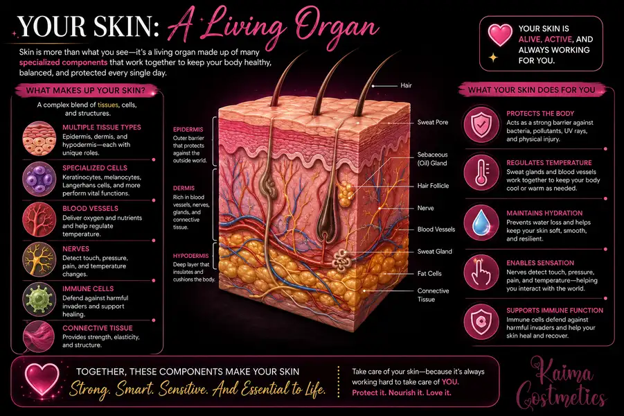 The epidermis is the outermost skin layer.